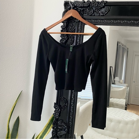 Wild Fable | Women’s Black Scoop Neck Long Sleeve Shirt - Picture 1 of 3